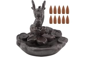 AUNMAS Incensario de cerámica Chino Big Dragon Backflow incensario Holder Quemador de Humo para Sala de Yoga decoración de la Oficina en casa Adorno