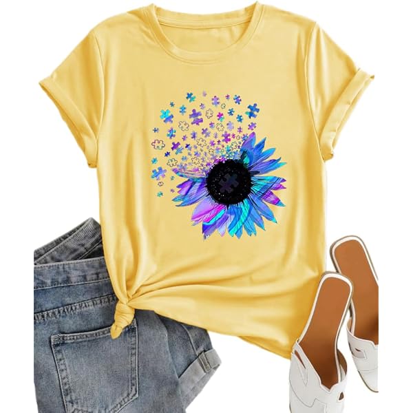 Women's Sunflower Graphic Tank Top - Sleeveless Summer Tee, Casual Holiday Shirt (Blue)