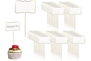 AOYEGIC Lot de 50 Panneaux de Buffet,étiquettes vides pour Tableau d'affichage,marquage de Drapeaux,étiquettes Alimentaires,Drapeaux marqueurs de Fromage,décoration de gâteau,Cure-Dents(Blanc)