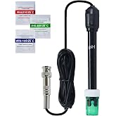 Replaceable pH Electrode Probe with BNC Connector, 300cm Long Wire and Calibration Powder for pH Meters, Controllers, Water A