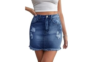 JayscreateEU Damen Sommerrock Jeansrock Enger Rock Minirock mit Tasche Hüftrock A-Linie Rock