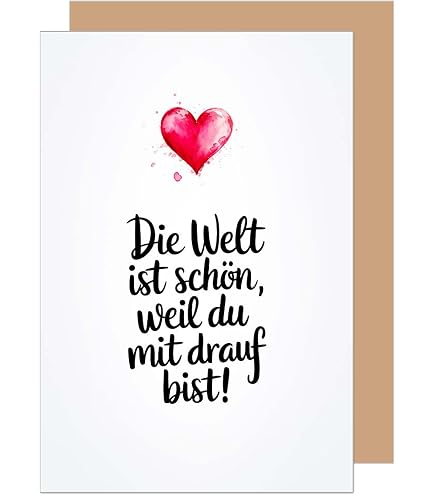 Geburtstagskarte Mit Herz-Hand Motiv – Minimalistische Line Art Grußkarte Im DIN A6 Format Mit Umschlag
