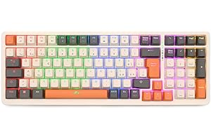 Rii Gaming RK909 - Tastiera meccanica silenziosa con tripla connessione (Wireless + Bluetooth + USB), batteria ricaricabile, retroilluminazione RGB, anti-ghosting, tasti smontabili, cover magnetica