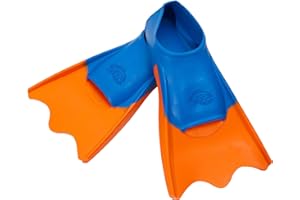 Flipper SwimSafe - pinne da nuoto per bambini e adolescenti, in blu o arancione, in gomma naturale, per nuotare e divertirsi spensieratamente
