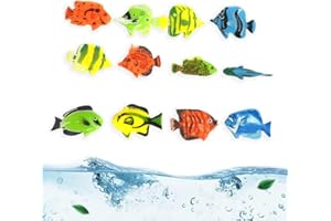XUZOPIM 12 Pieces Small Plastic Fish, Decorazioni Acquario,Tropical Fake Fish, Plastic Small Fake Tropical Fish,Tropical Moving Figure, Floating Fish, Fake Aquarium Goldfish, For Aquarium Decoration