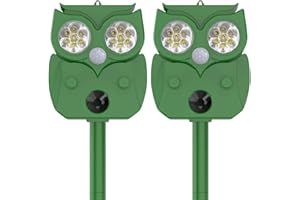 HULAXILOTI Cat Repellent for Garden 2 Pieces, Ultrasonic Cat Alarm Deterrent with Pir Motion Sensor, Solar Cat Deterrents, Outdoor Animal Repellent for Gardens,Yards to Repel Stray Cats, Foxes, Dogs