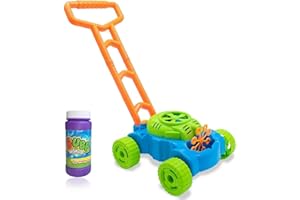 RAM ONLINE Ram© Lawn Bubble Mower Push Along Toy Lawnmower For Kids And Toddlers With Bubble Machine Soapy Solution Included