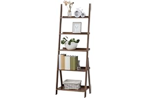 SOBIBO Bamboo Ladder Shelf, 5-Tier Storage Rack，Bookshelf, Free Standing Organizer Storage Shelves Flower Plant Stand Rack Brown