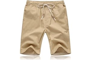 Tansozer Pantaloncini Uomo Estivi Lino Cotone Casual con Tasche