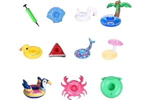 hocadon 11PCS Inflatable Drinks Holder for Pool, Floating Cup Holder, Pool Drink Floats Accessories for Pool Party, Vacations, Bathing, with Air Pump