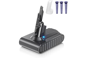 GGIKING V7 Battery 6000 mAh Replacement Battery for Dyson Battery for Dyson V7 SV11/Animal/Absolute/Fluffy/Trigger/Motorhead Series Vacuum Cleaner (3 Filters + 1 Battery Protective Cap)