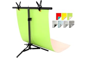 EMART 0.56x0.86m Kit Fondali Per Fotografia Di Cibo Carte Di Sfondo Bifacciali a Forma Di T Con Supporto Piccolo Piano d'Appoggio Con Staffe Fondali Fotografici Carta Per Alimenti e Gioielli
