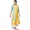 Vaamsi Women's Poly Crepe straight Kurta (VPK1583Par_ Yellow_ Large)