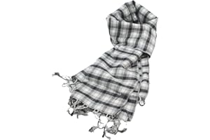 COVERI COLLECTION Sciarpa Foulard Uomo grigio nera bianca, rigata a scacchi con frangie, elegante raffinata, per tutte le stagioni, inclusa scatola in latta con logo
