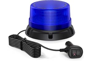 Fxlpower Gyrophare Magnetique Bleu LED avec Câble de 2.8 Mètres, Bleu LED Avertissement 10-80V pour Véhicules de Cconstruction Chariot Élévateur Tracteur Remorque Chasse-Neige
