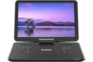 BOIFUN 17.5" Portable DVD Player with 15.6" Large HD Swivel Screen, 6 Hours Rechargeable Battery, Support USB/SD Card/Sync TV and Multiple Disc Formats, No Region Restrict, High Volume Speaker, Black