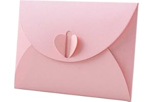 UTILIZENMALL 20 Pack Mini Gift Card Envelopes with Heart Clasp - 10.5 x 7cm (A7 Size) - Perfect for Love Letters, Wedding Invitations, Greeting Cards & Party Favours - Pink