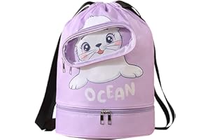 NLAND Sacs de Sport à Cordon Enfant Imperméable Sac de Natationavec Poche Intérieure Sacs à Dos Enfants pour Gym Plage Piscine Voyage