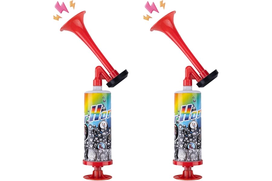 MUNSKT 2Pcs Red Air Horn, Handheld Air Pump Horn, Cheer Horn, Stadium Horn, Suitable for All Kinds of Sports Events, Cars, Ships, Festival Carnival, World Cup