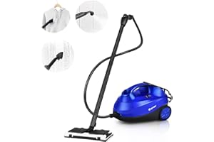 RELAX4LIFE Limpiador a vapor 2000 W con 19 accesorios, 4 bares, depósito 1,5 L, tiempo de vapor hasta 45 min, 108°C, cable de alimentación 3,7 m, protección contra sobrecalentamiento, IPX4 (azul)