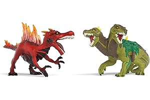 SCHLEICH Eldrador Creatures - 2PC Lava vs Jungle World Playset with Fire Dinosaur and Jungle Lizard - Fun Durable Monster Toys for Boys and Girls - Beast Fantasy Toys for Kids Ages 7+ | 70834