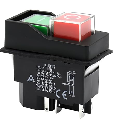 Interrupteur à Bouton-poussoir Magnétique étanche KJD17 - 5 Broches, 220-240V, IP55 Pour Sécurité Machines