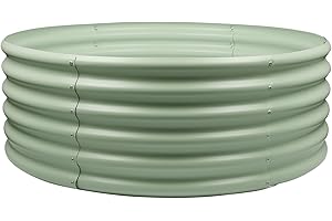 Harbour Housewares Raised Garden Bed - Green - 120 x 45cm - Round - Bottomless Metal Raised Bed Galvanised Steel Planter Box for Growing Outdoor Plants, Vegetables, Flowers and Herbs