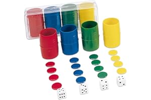 Cayro - Accesorios para Parchís - + 5 Años - Caja de Plástico - Juegos de Mesa de Niños y Adultos - 4 Cubiletes, 24 Fichas y 6 Dados - 2 a 4 Jugadores