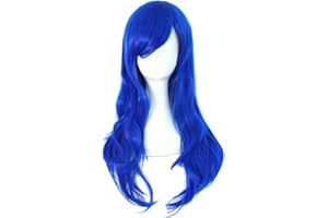 MapofBeauty 28" langes lockiges Haarspitzen Kostüm Cosplay Perücke (blau)