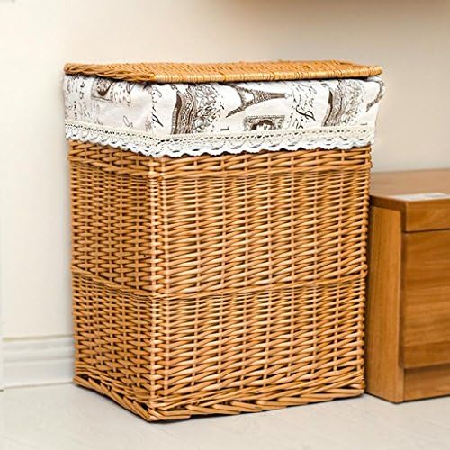 CHENGYI Honey Color Tower Color Cloth Covered With A Dirty Basket Dirty Clothes Basket Bath Basket Toy Dirty Clothes Storage Basket Willow Frame Home ( Size : 46*35*56cm )