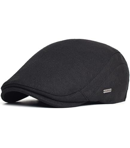 QBQZXAOSOWH Beret Casquette Plate Mode Hommes Bérets en Lin Style Occidental Gavroche Plat Lierre Chapeau Conduite Casquette Plate Beige