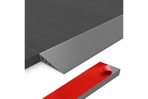 Zilchx Türschwellenrampen 100x10x2.5cm, Selbstklebende Schwellenrampe aus Vollgummi, rutschfeste Rollstuhlrampe für Türschwellen, Saugroboter, Rollstuhl, Kinderwagen, Rollator & e Scooter, Grau
