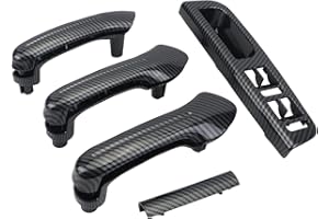 BONRYAN Lot de 8 plaques de fenêtre en verre Bouton Panneau de commande Couvercle de poignée de porte pour Golf 4 Convient pour Je-tta MK4 Bo-ra 1998-2004 (style carbone brillant)