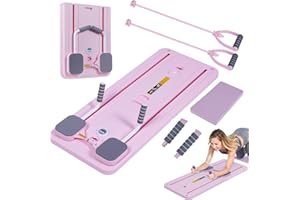 LIVHOME Compact Pilates Reformer Machine, Ab Roller Board, Core & Strength Workout Equipment with Timer, Collapsible Home Gym Pilates Kit for Total Body Fitness & Muscle Toning