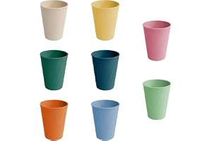 GFUEIGJ Set med 8 färgglada plastglas, kaffeglas, plastglas för barn, återanvändbara glas för kaffe, te, mjölk, picknick (8 f