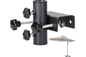 ARTGUTS Support de parasol de balcon, en métal robuste, réglable, pour parasol, balcon, terrasse, clôture de jardin (noir)