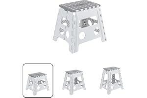 ARREGUI TB-032-GB Taburete Plegable Cocina o Baño | Escalera Plegable Pequeña | Taburete Infantil | Banqueta Baño | Escalón Plegable para Adultos y Niños (hasta 150Kg) | 32 cm de Altura | Blanco