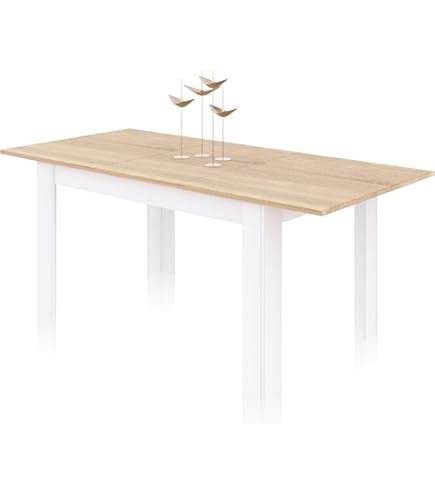 Mesa De Comedor Extensible PHOENIX – De 160 A 200 Cm, Color Blanco Con Patas De Madera, Para 4-8 Personas, Estilo Industrial Moderno