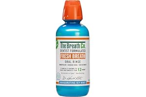 ‎THE BREATH CO. The Breath Co. Alcohol Free Mouthwash. Dentist Formulated Oral Rinse for 12 Hours of Fresh Breath, Icy Mint Flavour, 500 ml