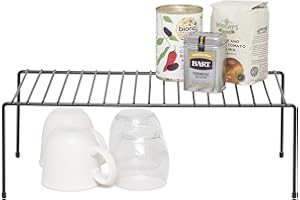 simplywire - Organizer per credenza da cucina - Ripiano portaoggetti - Acciaio rivestito in plastica nera