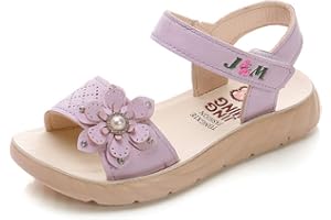 Hoylson Mädchen Sandalen Sommer Leder Kinderschuhe Blumen Prinzessin Schuhe Klettverschluss Outdoor Sandalen Atmungsaktiv Strand Sandalen EU21-37