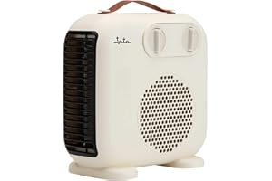 JATA JCTV1206 - Calefactor Bajo Consumo. Termoventilador Baño 2000 W. 2 Potencias. Ventilador. 2 Posiciones: Horizontal y Vertical. Antivuelco. Asa de Transporte. Compacto: 24 x 12,5 x 24 cm
