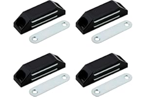 CAYBATS Aimants de Porte Placard Adhésif, Lot de 4, Fermeture Porte Aimant, Loquets Magnétiques Puissants Sans Perçage pour Portes de Placard, Tiroirs et Armoires, Installation Facile avec Adhésif ou Vis