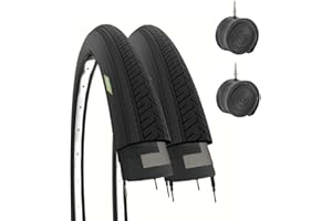 ECOVELO 2 Tyres 27 x 1 1/4 + Inner Tubes Black Tyres 32-630 for City Bike Adult Vintage Condorino
