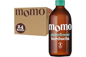 24 x Fresh 330ml Bottles MOMO Kombucha Drink Organic - Kombucha Tea Probiotic Drink - Elderflower