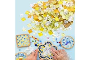 JIAMIAN 360 Gélules Carreaux De Mosaïque, Petites Pierres Rectangulaires En Verre Colorées Pour Déco Maison DIY (Jaune)
