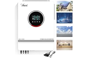 Anern Inversor Solar Híbrido 10,2KW DC 48V a AC 220V-240V con Regulador de Carga Solar MPPT de 160A, Entrada Fotovoltaica Máxima de 500V Inversor Híbrido Funciona con o Sin Pilas(con WiFi)