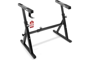 Pyle Soporte de Teclado, Ajustable, Plegable, Diseño Reforzado en Z, Compatible con Pianos eléctricos de 54 a 88 Teclas, Ideal para Viajes y Almacenamiento