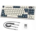 RK86 Pro Mechanical Keyboard, 2.4G Wireless/BT5.0/USB-C Wired Gaming Keyboard 75% Layout TKL 87 Keys with 1.2'' TFT HD Color Display & CNC Knob, 27 RGB Backlit TTC Hot-Swap Linear Switch - White
