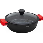 briebe Black Titanium Low Cookware Induction Non-stick Titanium | Casserole Dish 11 Inches, Cast Aluminum, PFOA-Free Coating,